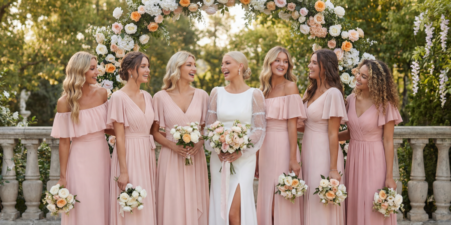 Mismatched Pink Bridesmaid Dresses