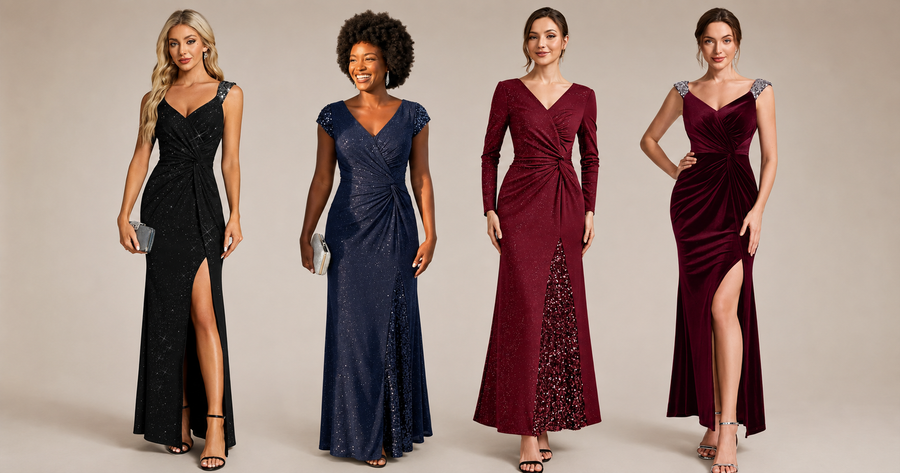Sparkly Formal Dresses with Sleeves or Sleeveless