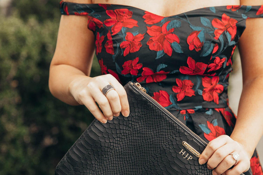 black and red off the shoulder dress