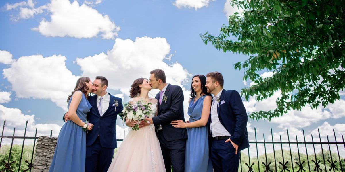 What Color Suits Go Best with Dusty Blue Bridesmaid Dresses?