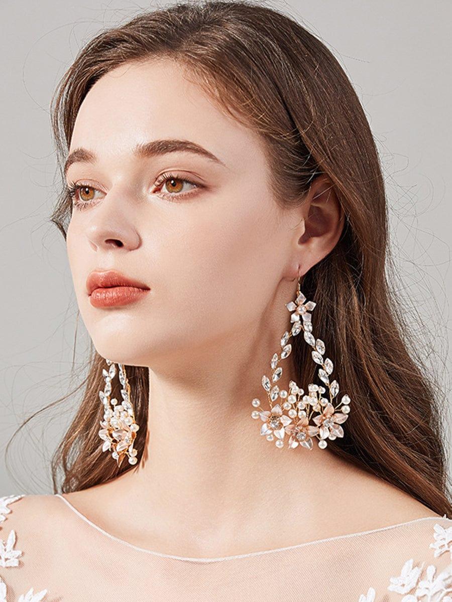 Exquisite Design Imitation Pearl Rhinestone Handmade Earrings