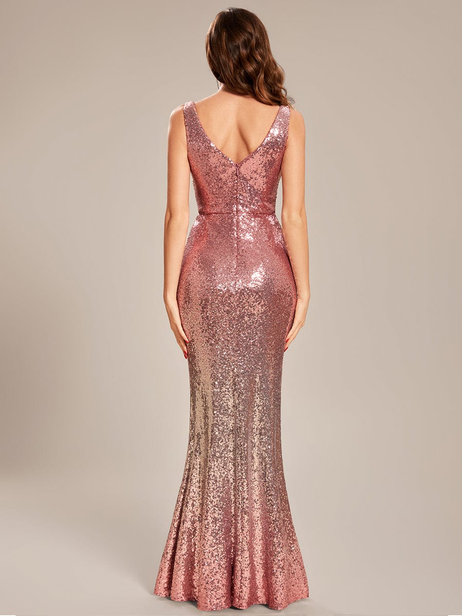 Custom Size Sleeveless Deep V-neck Bodycon Sequin Prom Dress #color_Purple Orchid