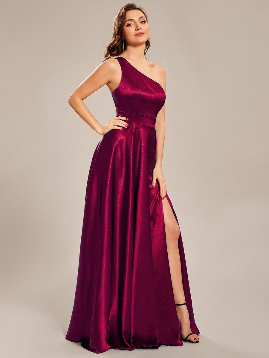 Custom Size One Shoulder Long Satin A Line Prom Dress