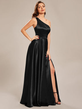 Custom Size One Shoulder Long Satin A Line Prom Dress