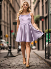Plus Size Satin Spaghetti Strap Backless A-Line Short Homecoming Dress #color_Lavender