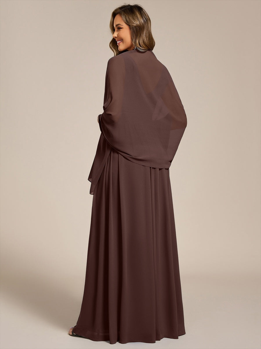 Elegant Chiffon Shawl for Special Occasions #color_Chocolate Brown