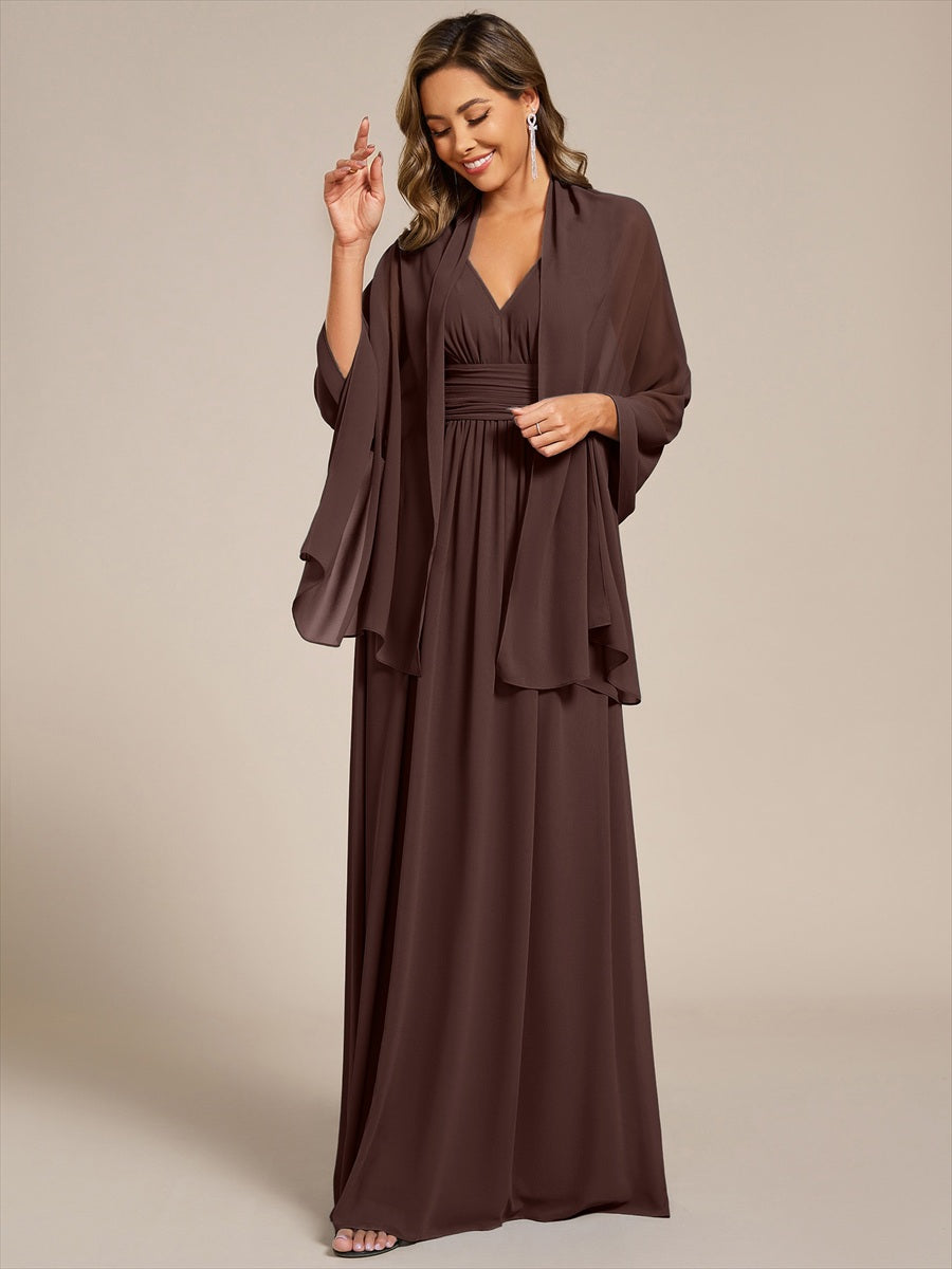 Elegant Chiffon Shawl for Special Occasions #color_Chocolate Brown