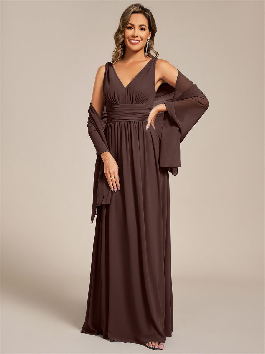Elegant Chiffon Shawl for Special Occasions #color_Chocolate Brown