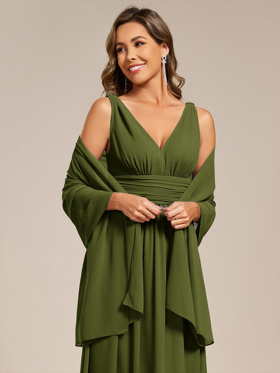 Elegant Chiffon Shawl for Special Occasions #color_Olive Green