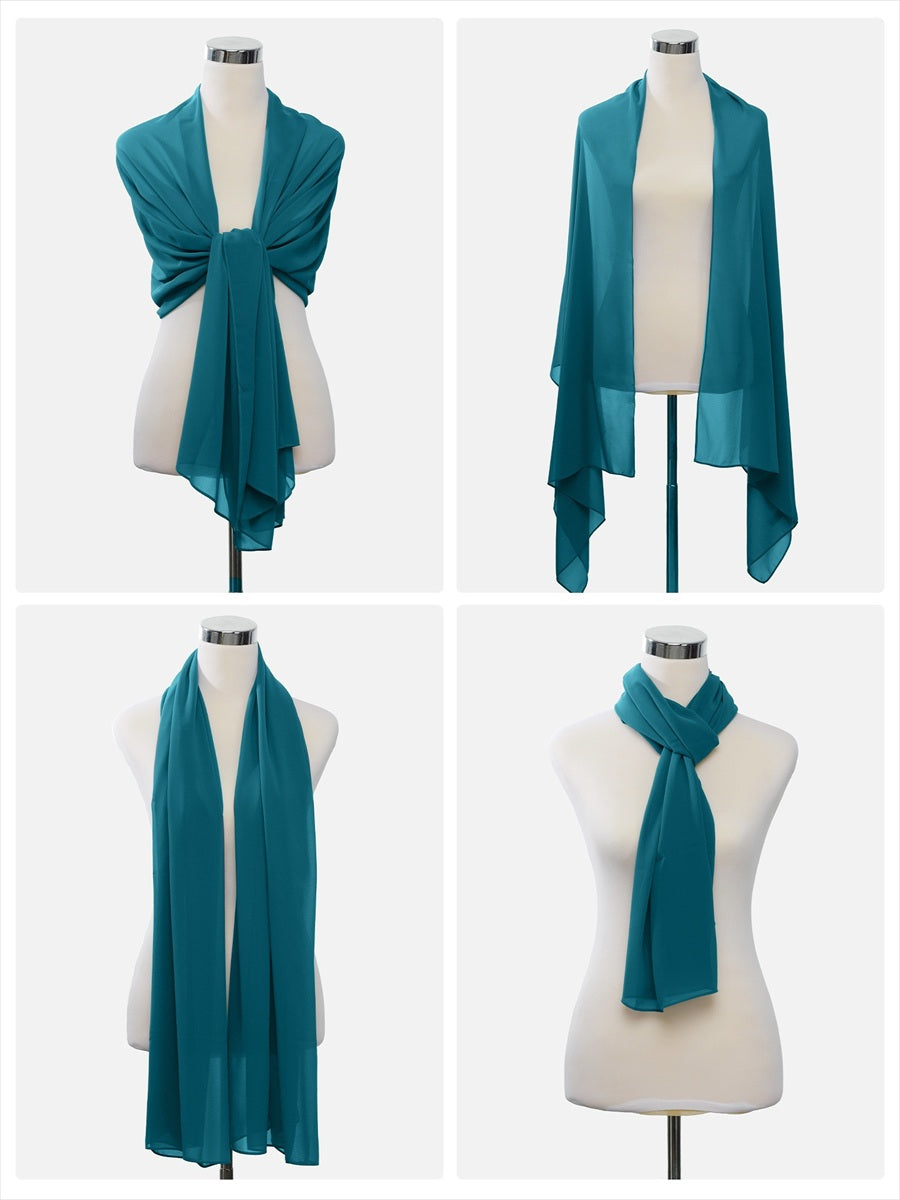 Elegant Chiffon Shawl for Special Occasions #color_Teal Blue