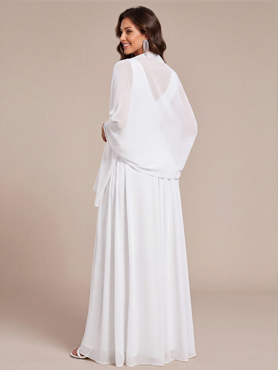 Elegant Chiffon Shawl for Special Occasions #color_White