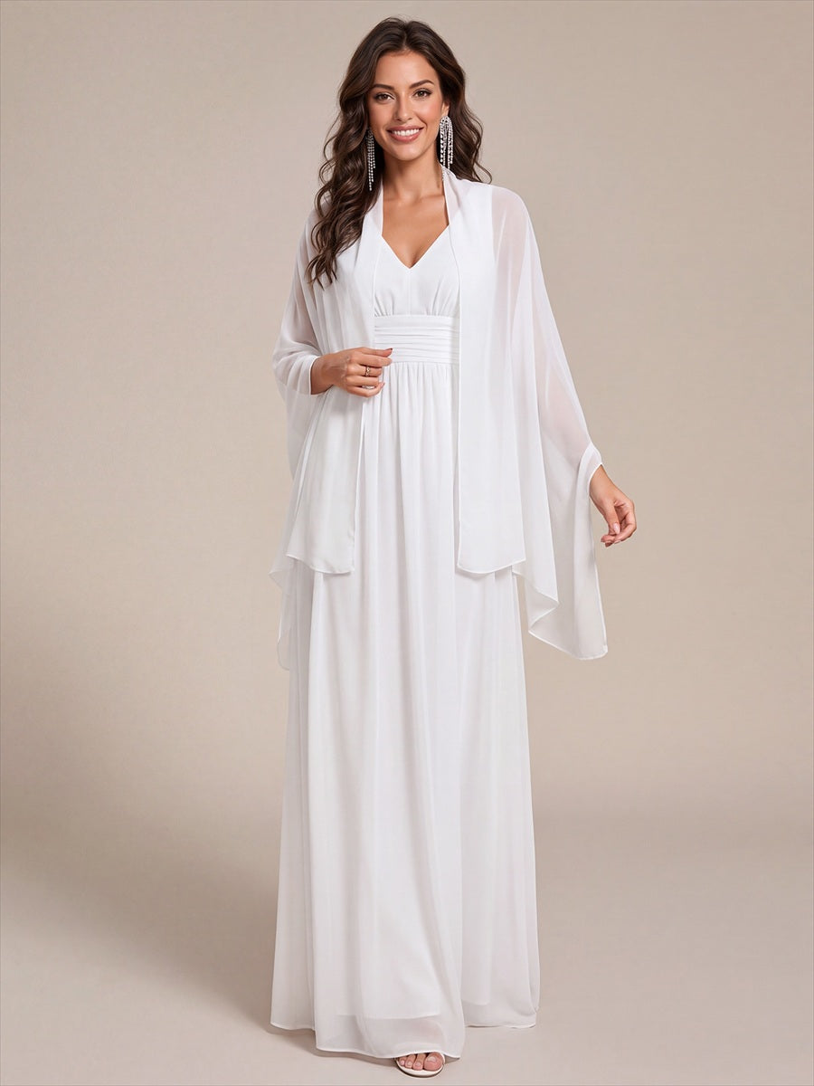Elegant Chiffon Shawl for Special Occasions #color_White