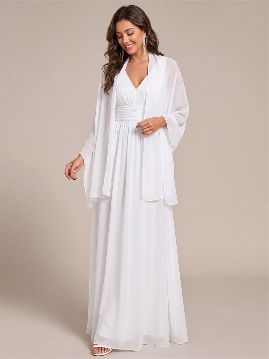 Elegant Chiffon Shawl for Special Occasions #color_White