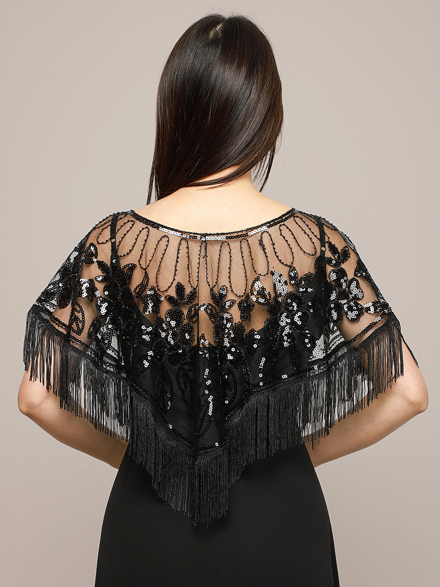 Fringed Tulle Shawl For Special Occasions