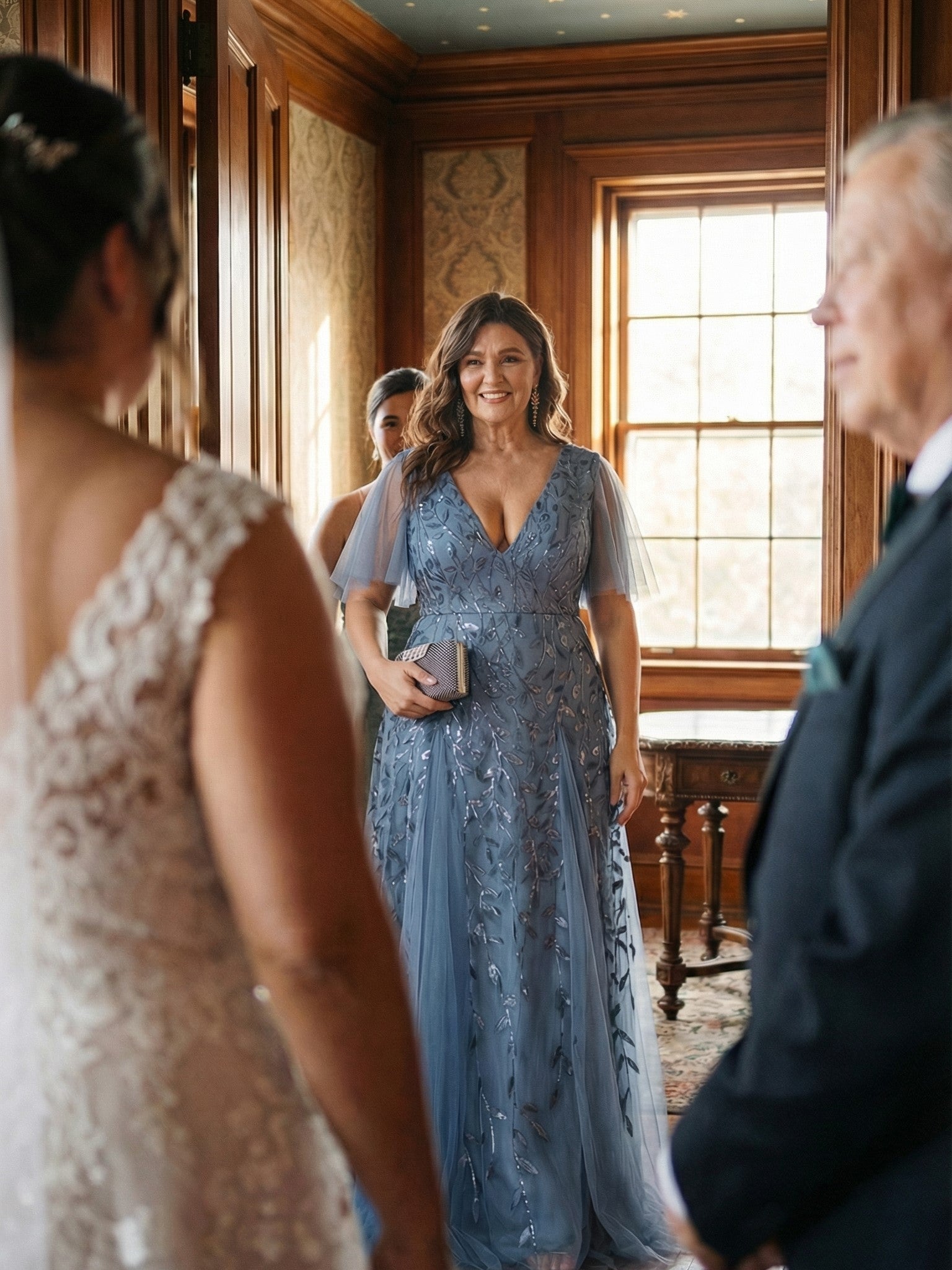 Plus Size Floor Length Formal Evening Gowns for Weddings #color_Dusty Blue