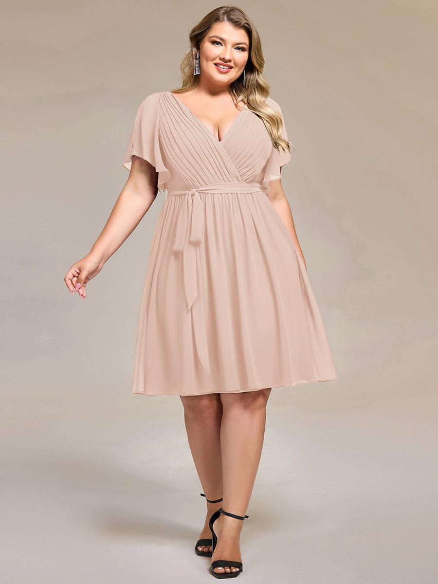Plus Size Tie-Waist Bridesmaid Dresses #color_Blush