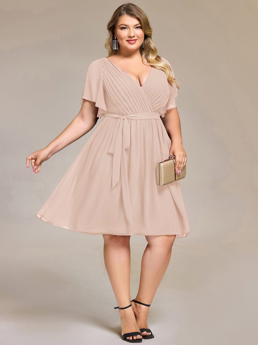 Plus Size Tie-Waist Bridesmaid Dresses #color_Blush