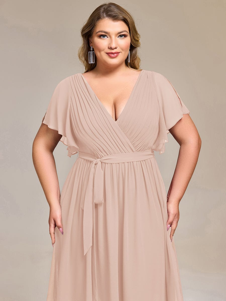 Plus Size Tie-Waist Bridesmaid Dresses #color_Blush