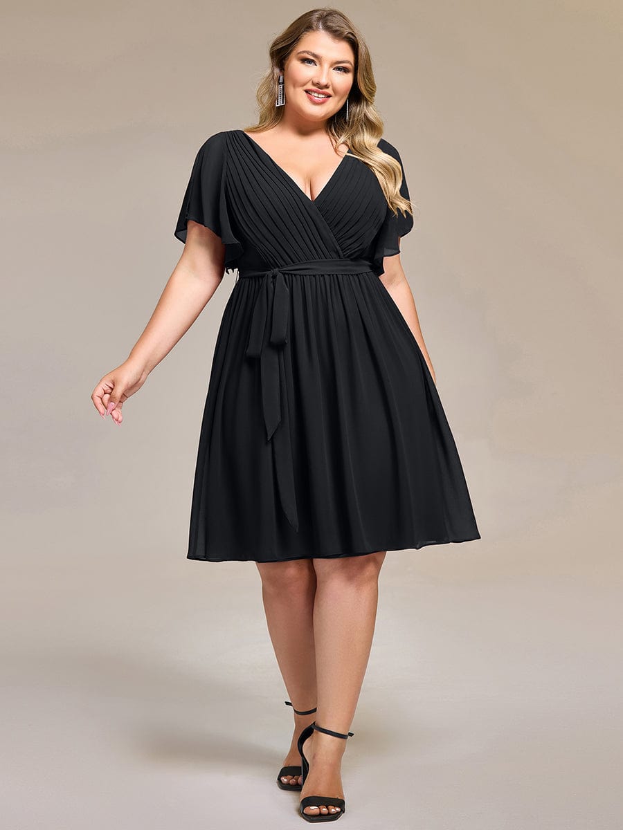 Plus Size Tie-Waist Bridesmaid Dresses #color_Black