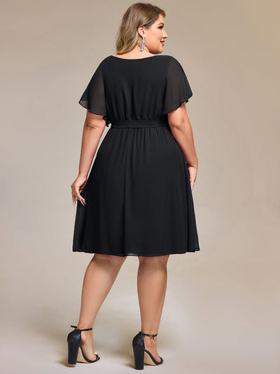 Plus Size Tie-Waist Bridesmaid Dresses #color_Black