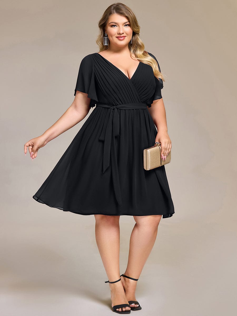 Plus Size Tie-Waist Bridesmaid Dresses #color_Black
