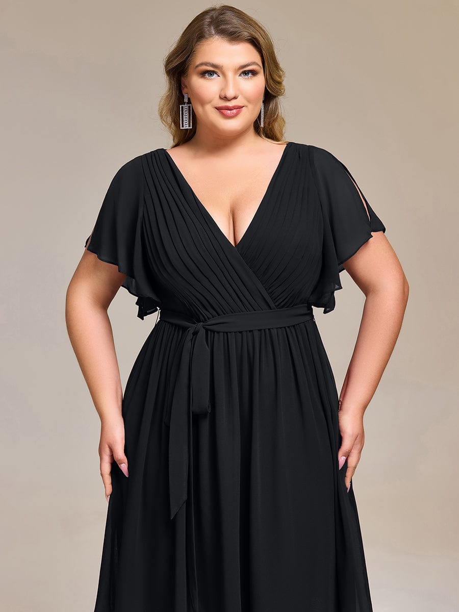 Plus Size Tie-Waist Bridesmaid Dresses #color_Black