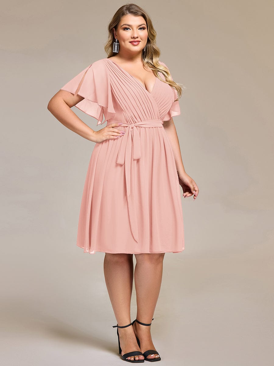 Plus Size Tie-Waist Bridesmaid Dresses #color_Pink
