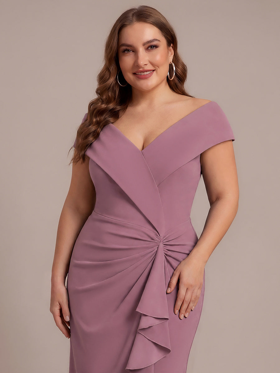 Plus Size Slit Crepe Evening Dress #color_Purple Orchid