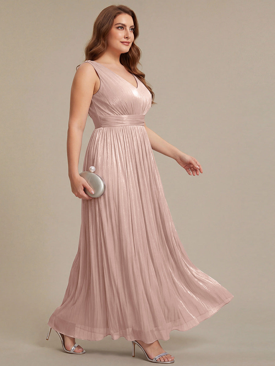 Gathered Sea-island filament fabircs Sleeveless Evening Dress #color_Dusty Rose