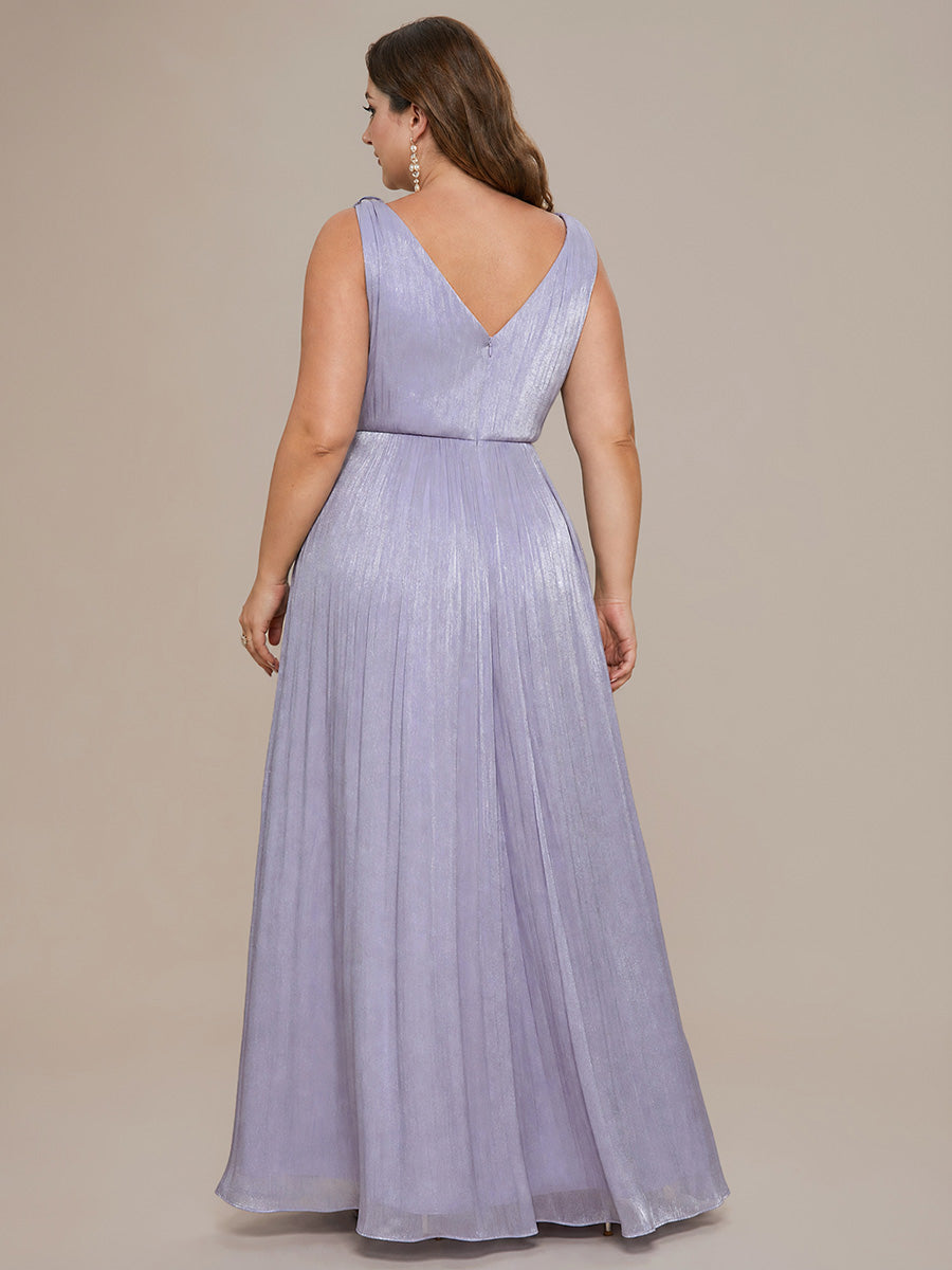 Gathered Sea-island filament fabircs Sleeveless Evening Dress #color_Frosted Lilac