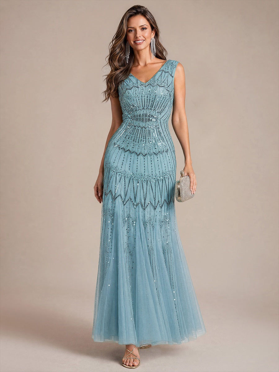 Beaded Sequin Tulle Sleeveless Maxi Evening Dress #color_Sky Blue