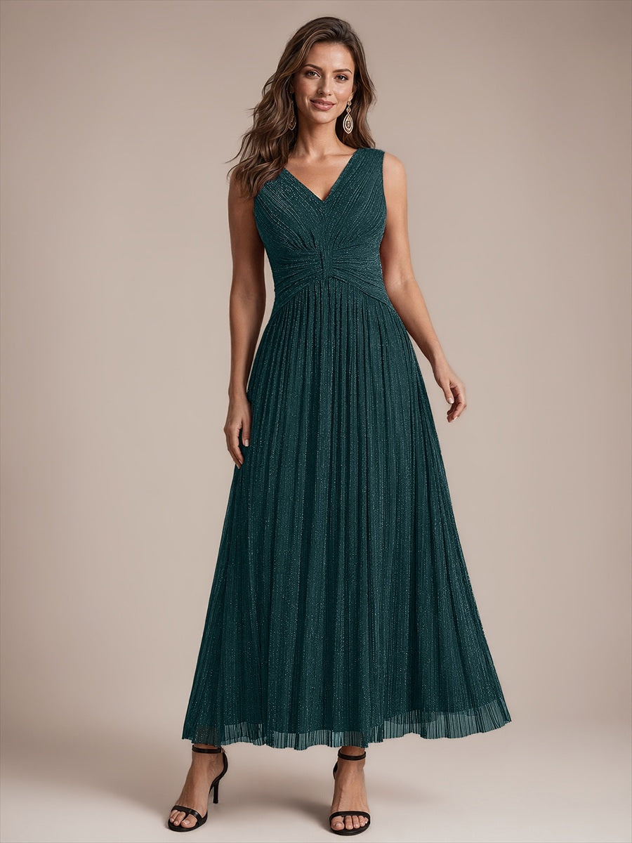 Tulle Sleeveless A-Line Evening Dress #color_Teal