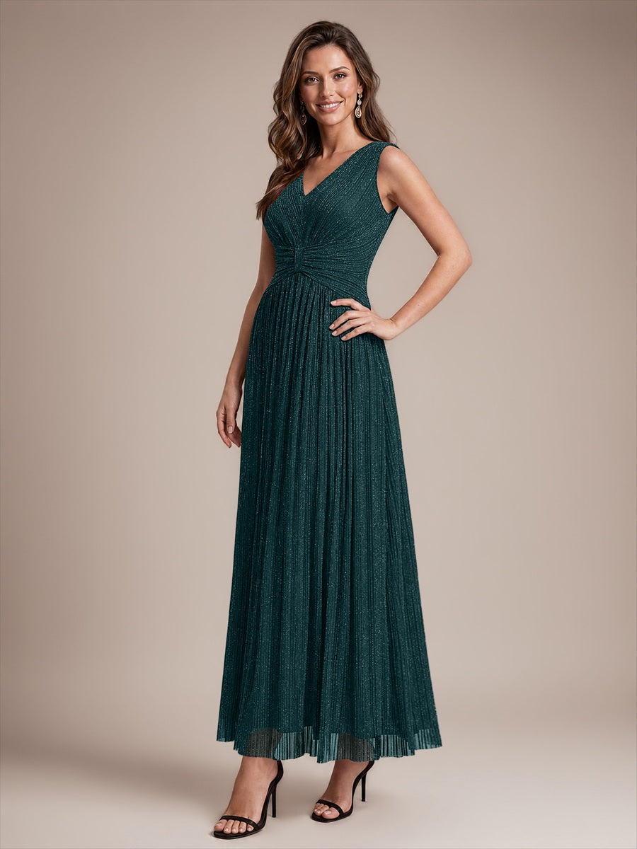 Tulle Sleeveless A-Line Evening Dress #color_Teal