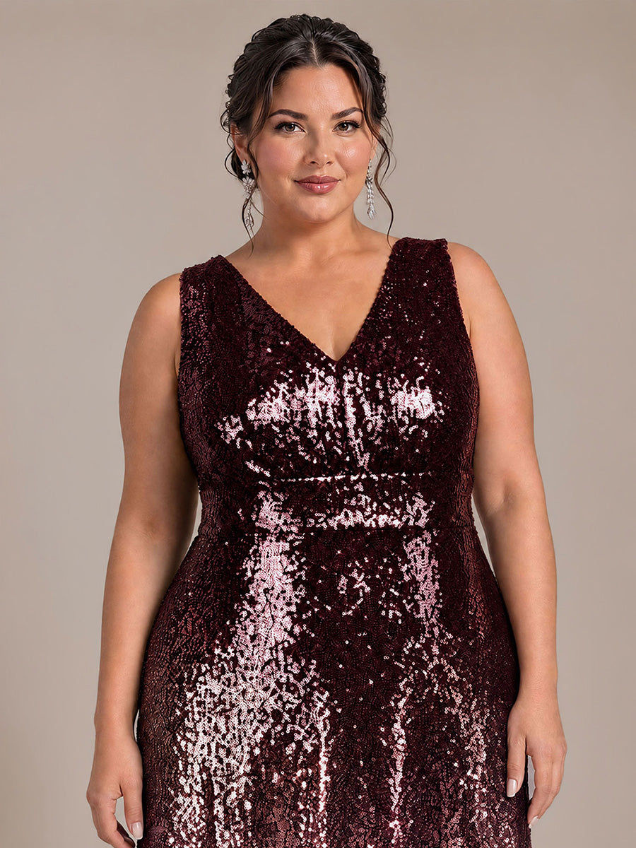 Ombr¨¦ Sequins Sleeveless Evening Dress #color_Dark Purple Lavender