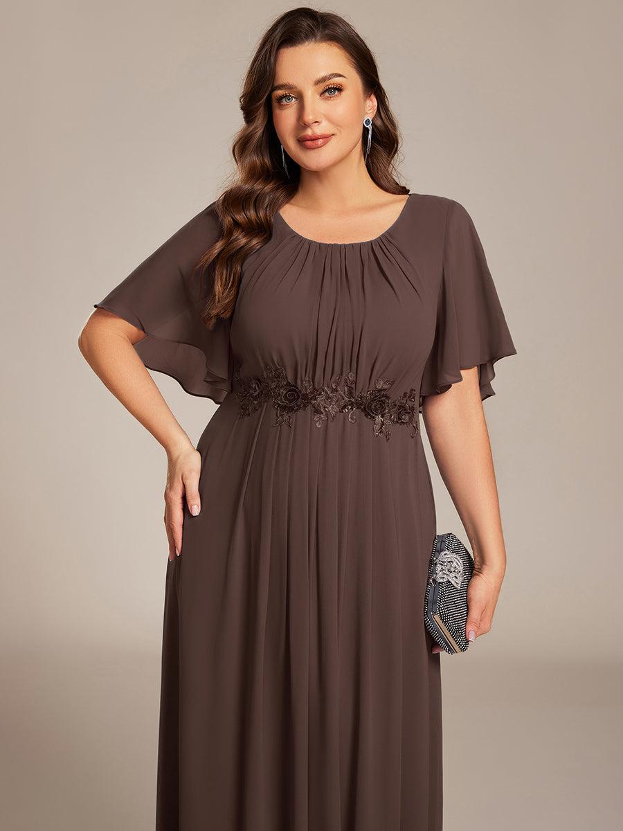 Pleated Applique Maxi Bridesmaid Dress #color_Espresso