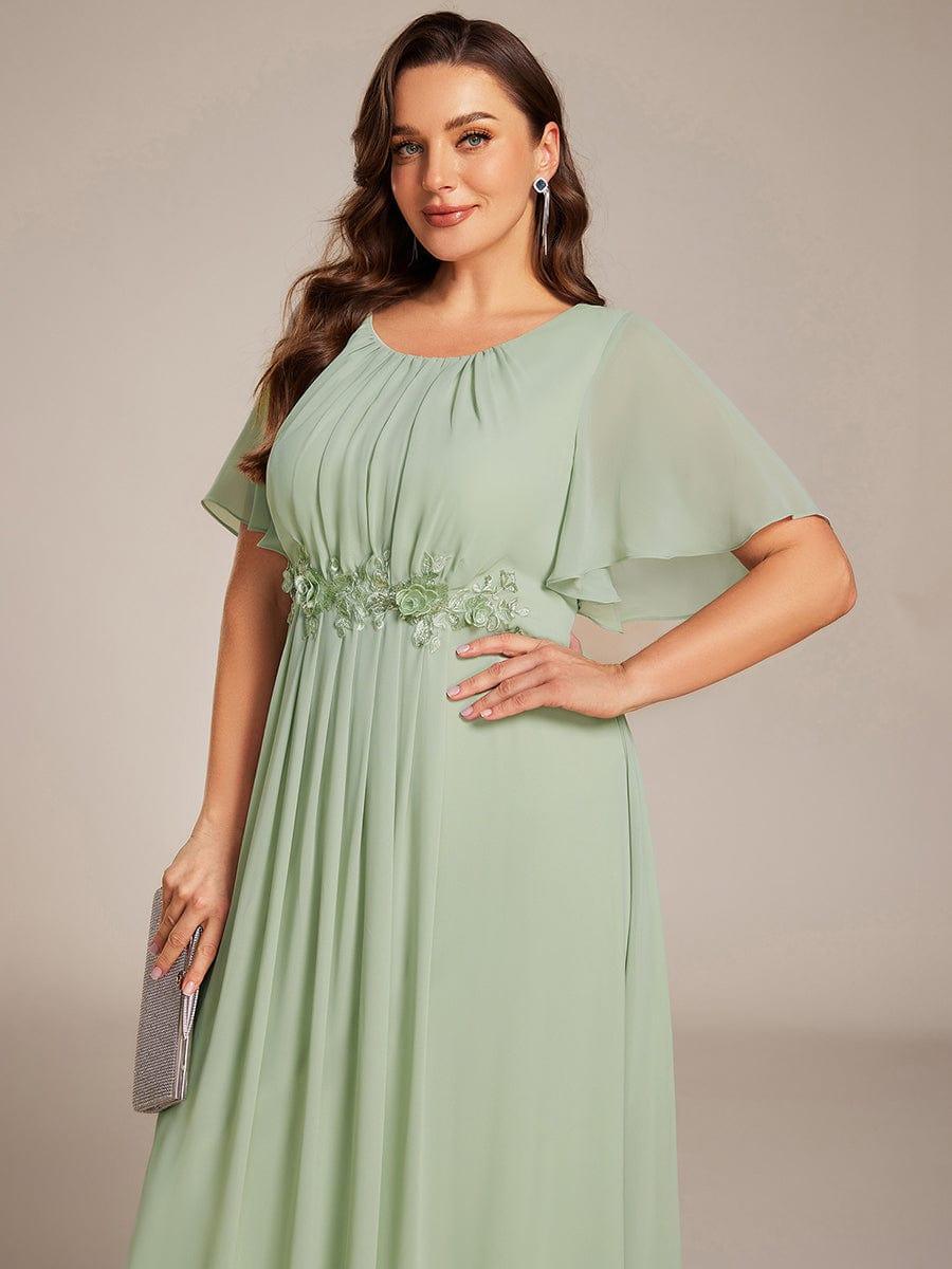 Pleated Applique Maxi Bridesmaid Dress #color_Mint Green
