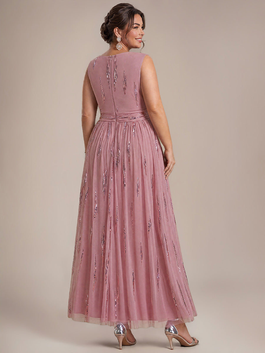 Plus Size Tulle Sleeveless Evening Dress #color_Purple Orchid