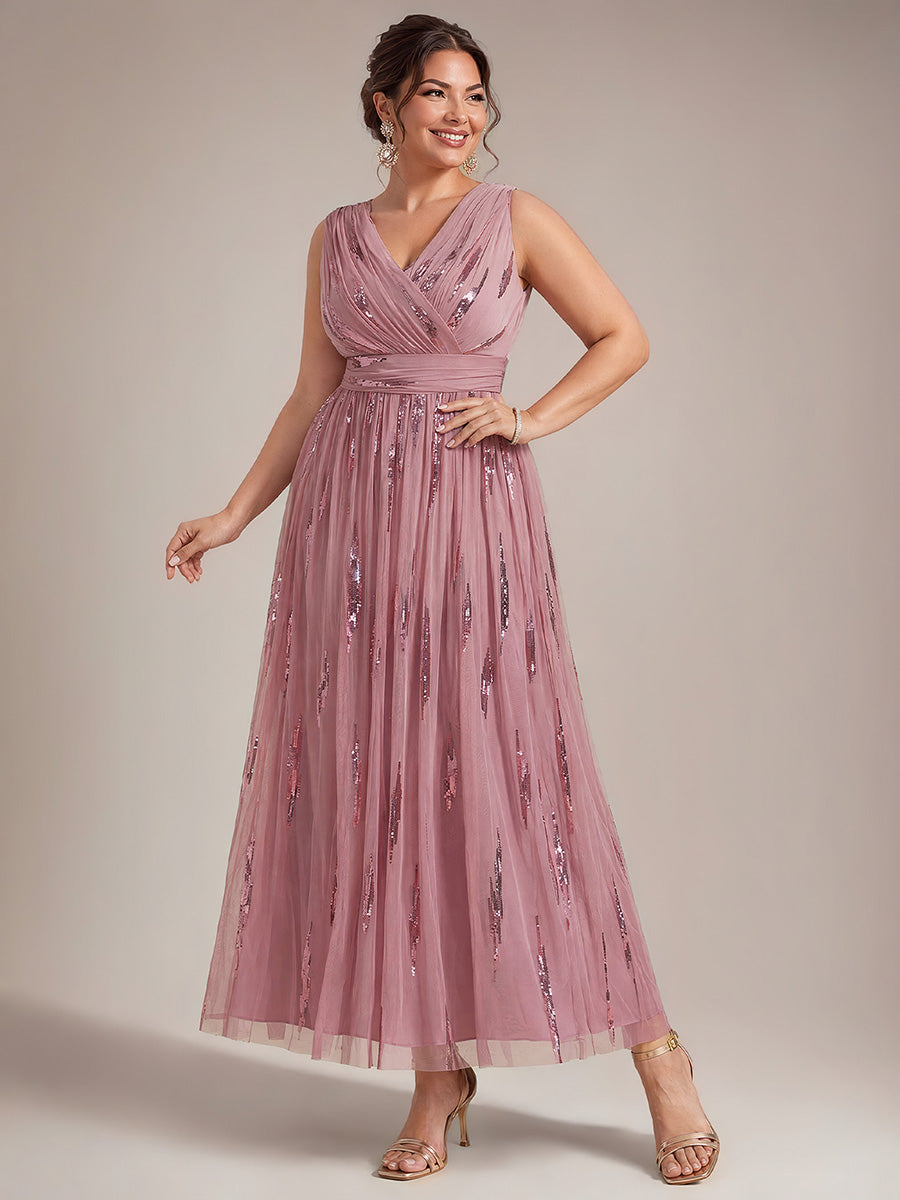 Plus Size Tulle Sleeveless Evening Dress #color_Purple Orchid
