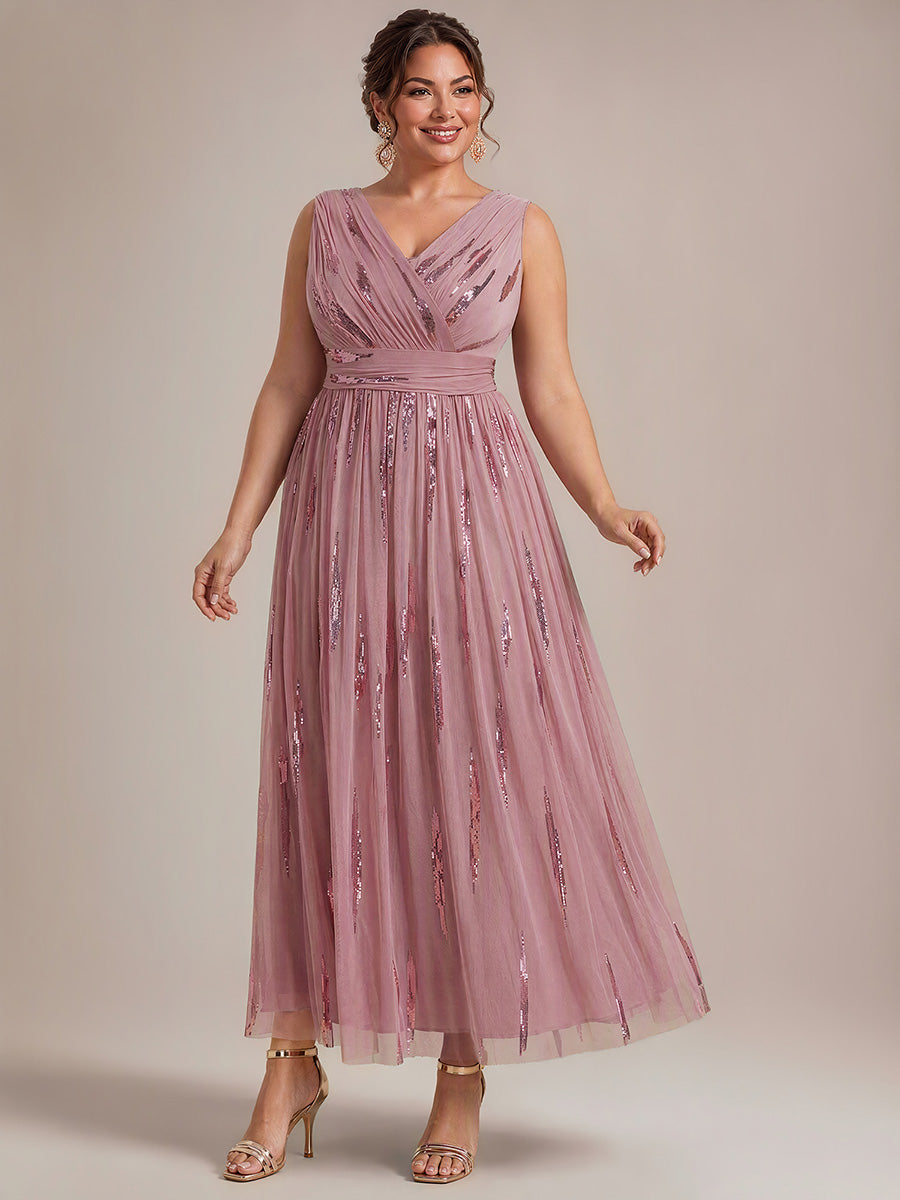 Plus Size Tulle Sleeveless Evening Dress #color_Purple Orchid