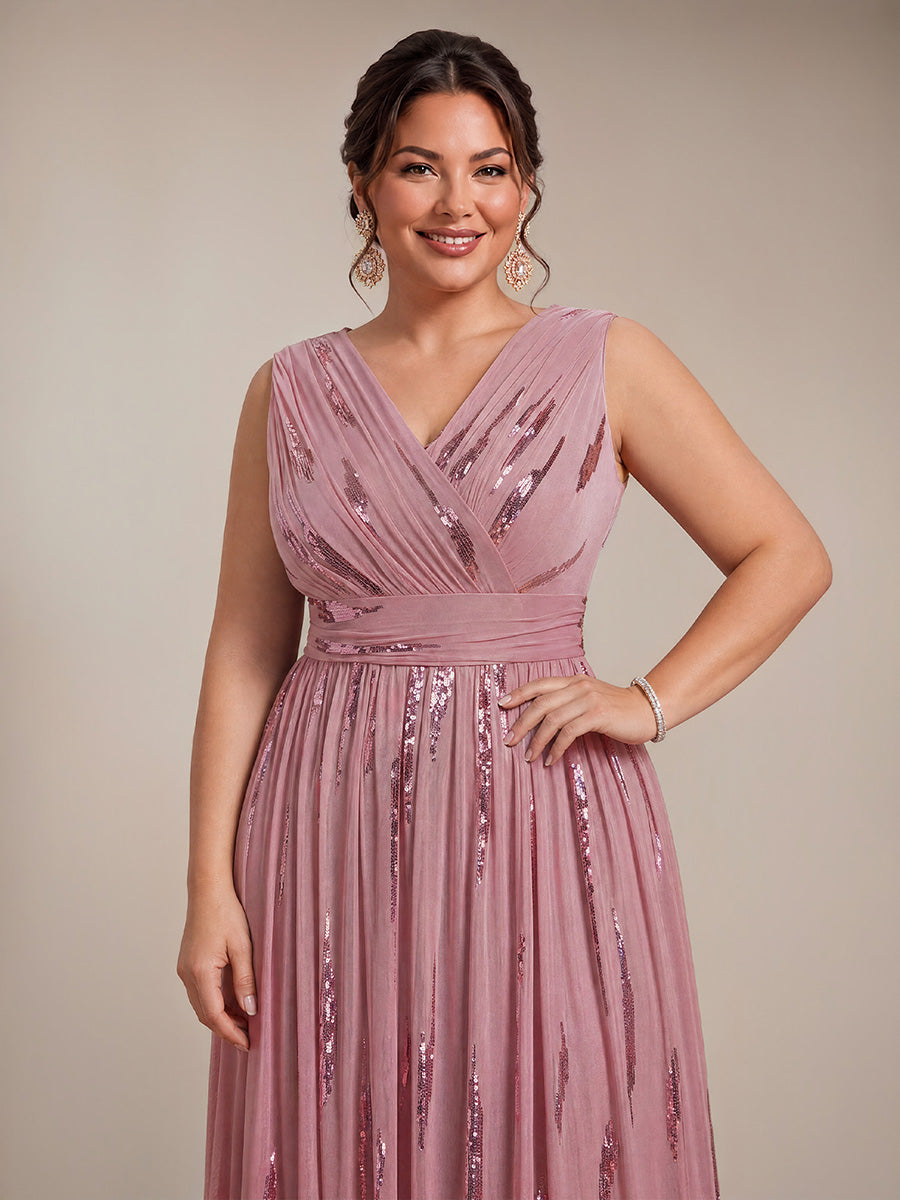 Plus Size Tulle Sleeveless Evening Dress #color_Purple Orchid