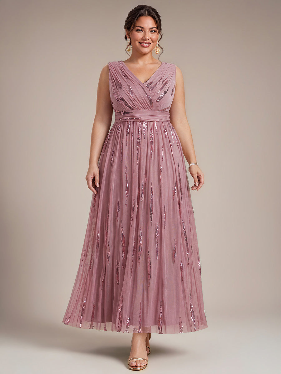 Plus Size Tulle Sleeveless Evening Dress #color_Purple Orchid