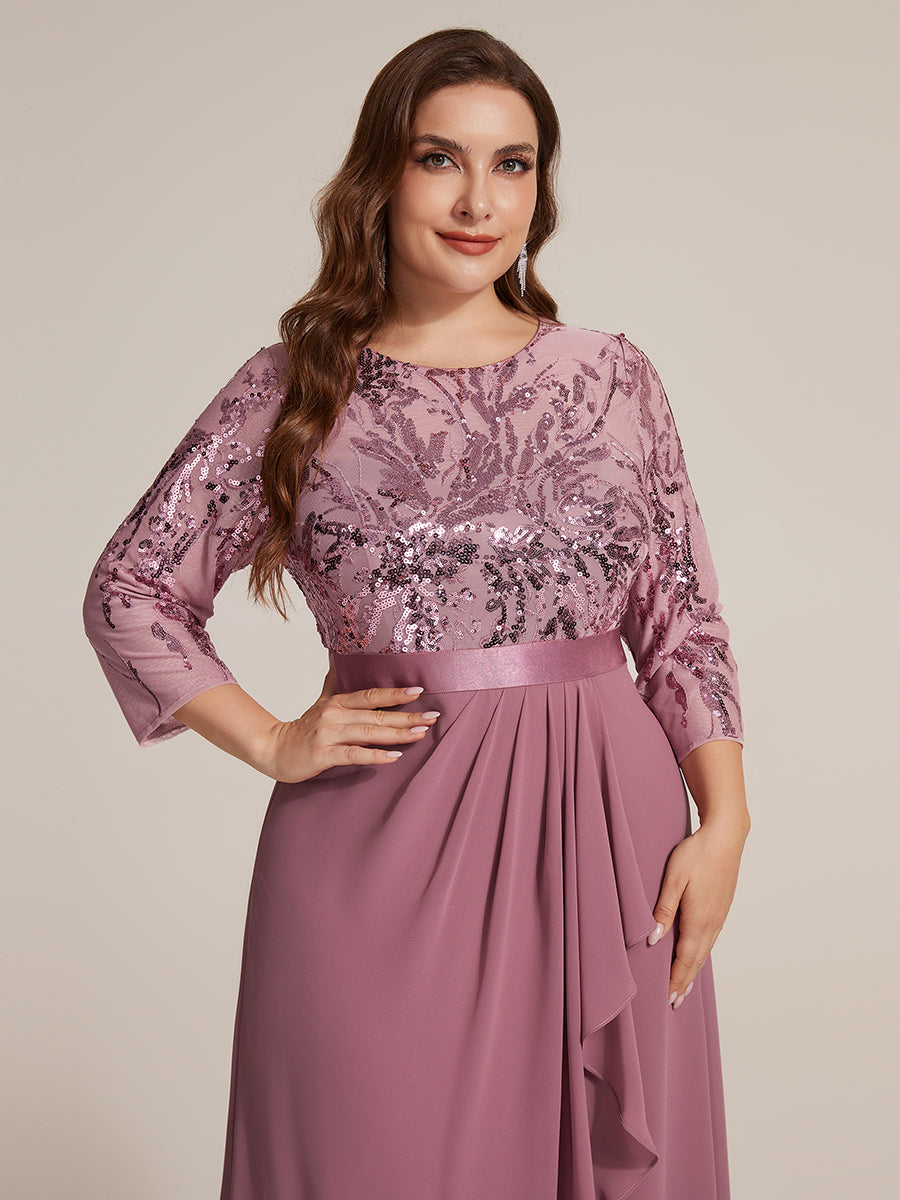 Plus Size See-through Sequins Evening Dress #color_Purple Orchid