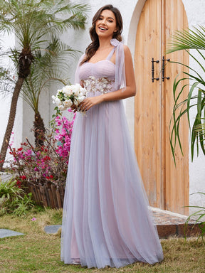 Sweetheart Frenulum Knotting Formal Evening Dress Adorned with Applique