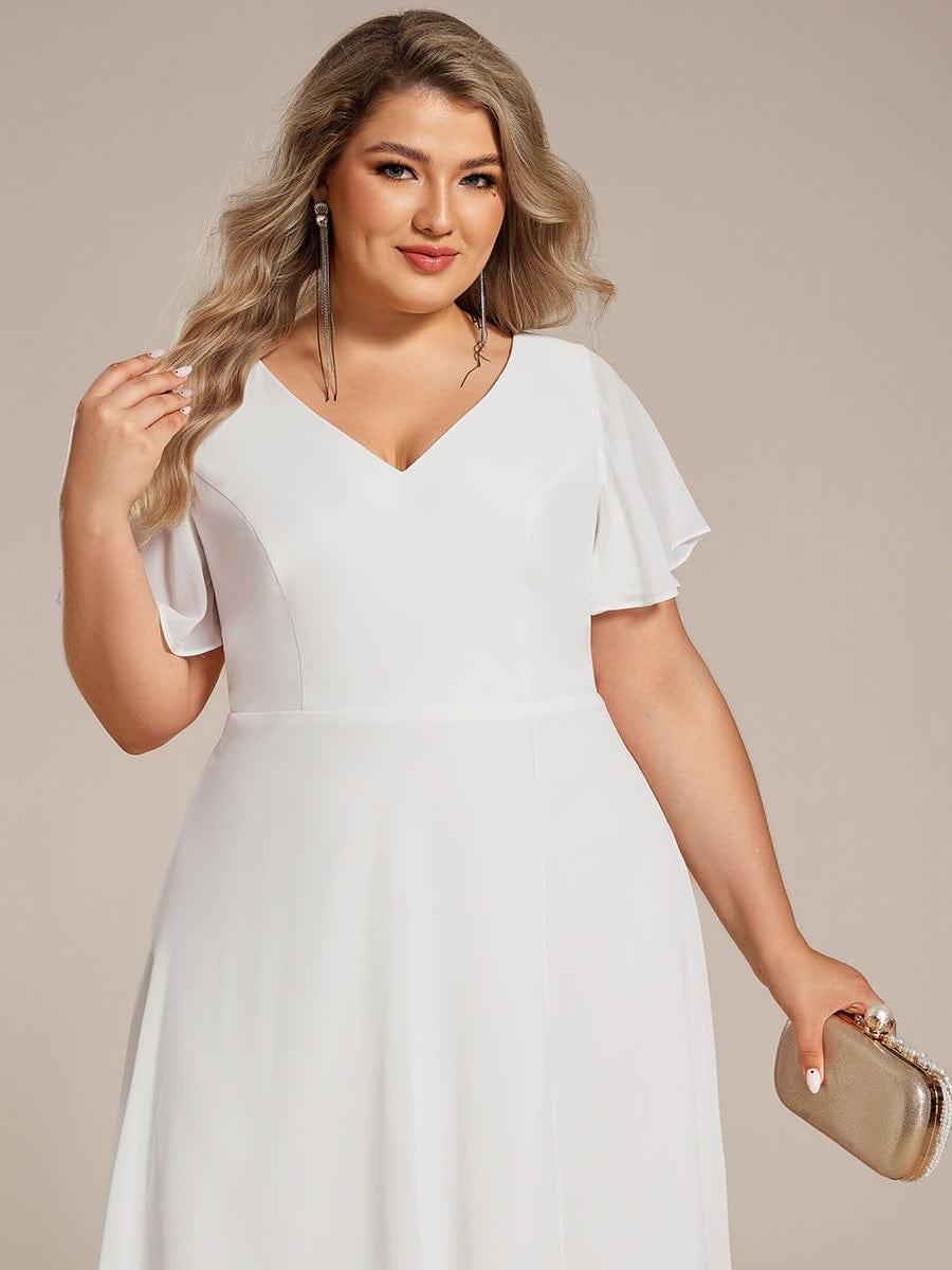 Flowing Chiffon V-Neck Ruffle Sleeves Bridesmaid Dress #color_Purple Orchid ever AALIA|Flowing Chiffon V-Neck Ruffle Sleeves Bridesmaid Dress