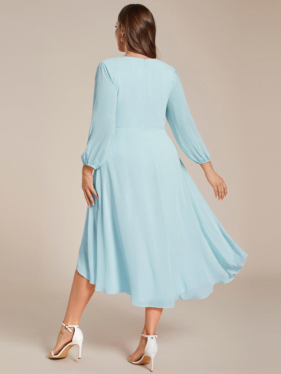 V-Neck A-Line Chiffon Elegant Wedding Guest Dress #color_Sky Blue