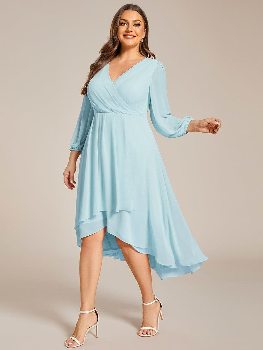 V-Neck A-Line Chiffon Elegant Wedding Guest Dress #color_Sky Blue
