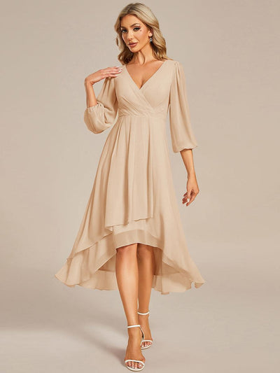 ever BRIAR|See-Through 3/4 Sleeves V-Neck A-Line Chiffon Wedding Guest Dress
