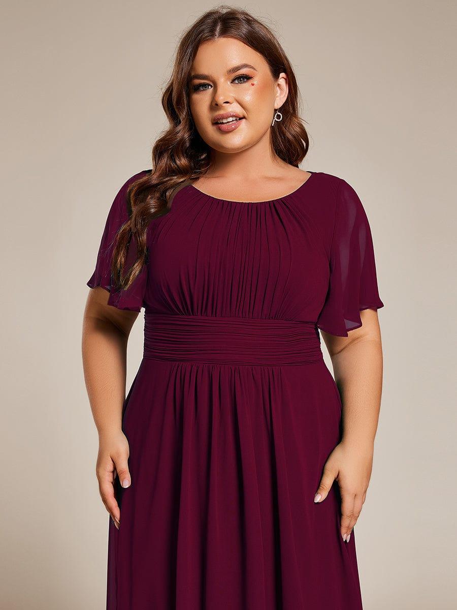 Plus Size Flowy Chiffon Bridesmaid Dress #color_Burgundy