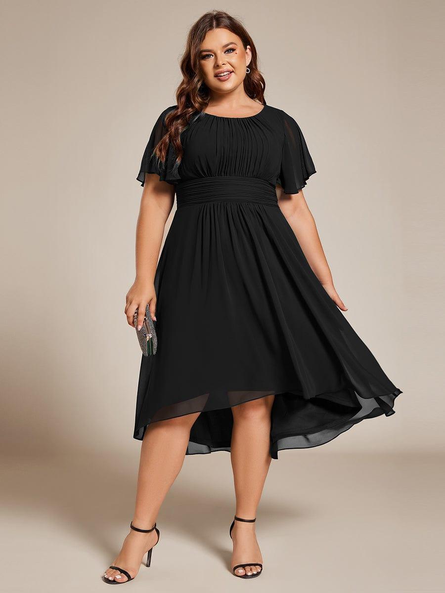 Plus Size Flowy Chiffon Bridesmaid Dress #color_Black