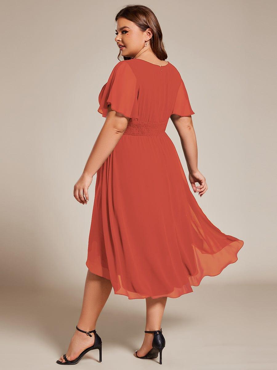 Plus Size Flowy Chiffon Bridesmaid Dress #color_Burnt Orange